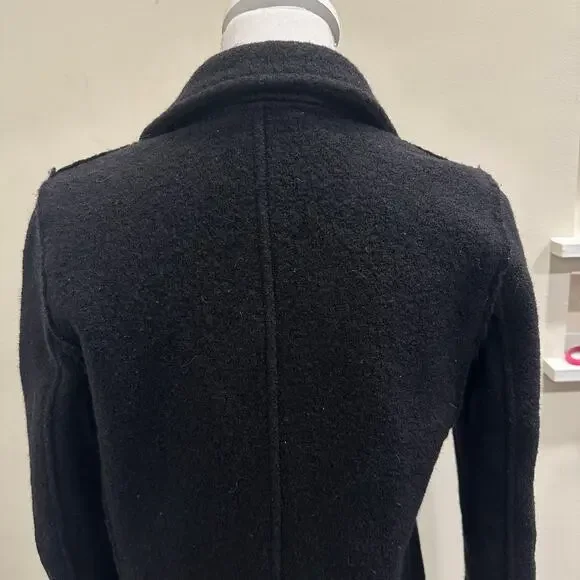 J. Crew Black Daphne Italian Boiled Wool Top Coat Sz 2 Old Money Preppy Heritage - Picture 9 of 12